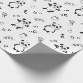 Leuke moderne panda kinderverjaardag cadeaupapier (Hoek)