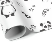 Leuke moderne panda kinderverjaardag cadeaupapier (Rol Hoek)