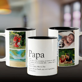Leuke moderne papa definitie citaat fotocollage tweekleurige koffiemok