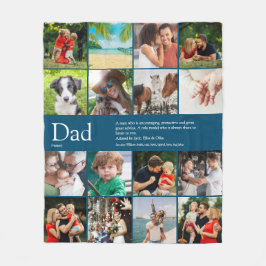 Leuke moderne papa definitie foto collage blauw fleece deken