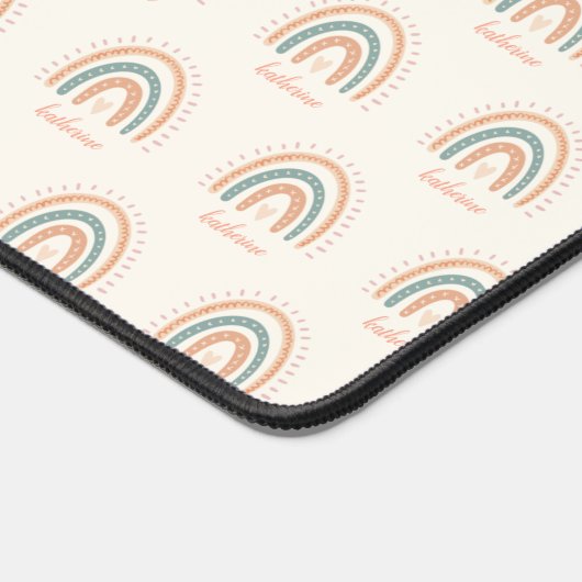 Leuke Moderne Pastel Boho Regenboog Naam Bureaumat (Hoek)