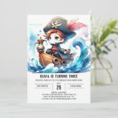 Leuke moderne piratenverjaardag kaart (Staand voorkant)