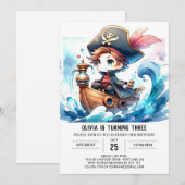 Leuke moderne piratenverjaardag kaart (Voorkant / Achterkant)