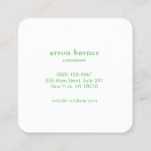 Leuke moderne preppy roze groen gestreept vierkante visitekaartje (Achterkant)