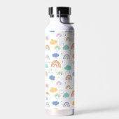 Leuke moderne regenbogen & wolken patroon geperson waterfles (Links)