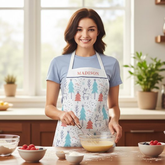 Leuke moderne rendieren kerst gepersonaliseerde na schort