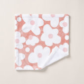 Leuke Moderne Retro Daisy Patroon Roze Naam Bad Handdoek (Wasdoekje)