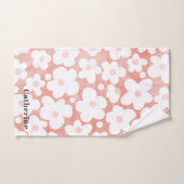 Leuke Moderne Retro Daisy Patroon Roze Naam Bad Handdoek (Handdoek)