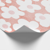 Leuke Moderne Retro Daisy Patroon Roze Terracotta Cadeaupapier (Hoek)