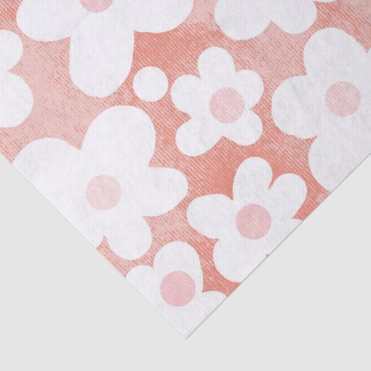 Leuke moderne retro Daisy roze terracotta Tissuepapier (Detail)