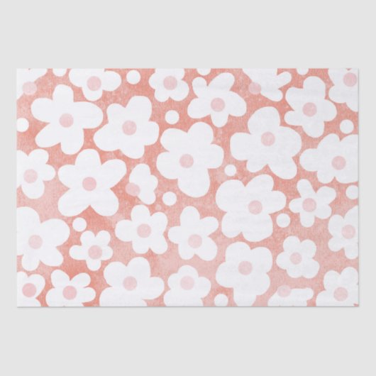 Leuke moderne retro Daisy roze terracotta Tissuepapier (Voorkant)