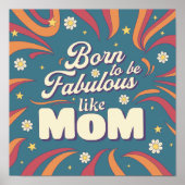 Leuke Moderne Retro Psychedelische Moeder Citaat T Poster (Voorkant)