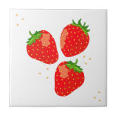 Leuke moderne rode aardbeien tegeltje (Voorkant)