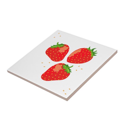 Leuke moderne rode aardbeien tegeltje (Zijkant)