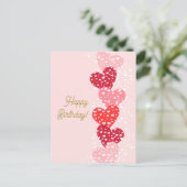 Leuke Moderne Rode Roze Harten Gelukkige Verjaarda Briefkaart (Staand voorkant)