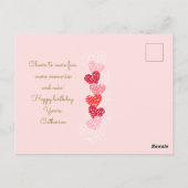 Leuke Moderne Rode Roze Harten Gelukkige Verjaarda Briefkaart (Achterkant)