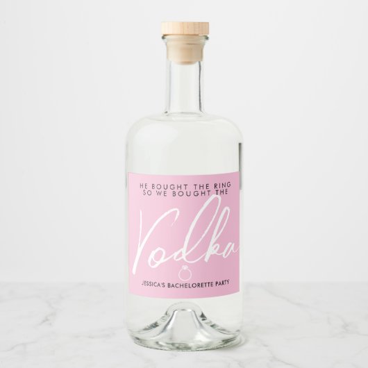 Leuke & Moderne Roze Bachelorette Party Likeurfles Etiket (Voorkant)