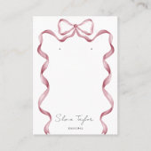 Leuke moderne roze boog lint oorbel display visitekaartje (Voorkant)