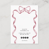 Leuke moderne roze boog lint oorbel display visitekaartje (Achterkant)