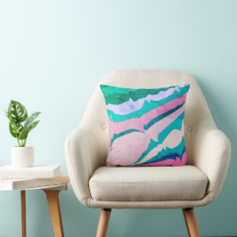Leuke moderne roze groene blauwe abstracte strepen kussen