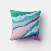 Leuke moderne roze groene blauwe abstracte strepen kussen (Voorkant)