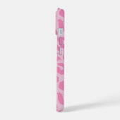 Leuke Moderne Roze Luipaardprint Monogram iPhone 15 Case (Linkerkant)