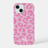 Leuke Moderne Roze Luipaardprint Monogram iPhone 15 Case (Achterkant)