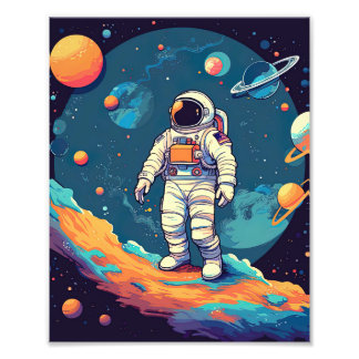 Leuke Moderne Ruimte Astronaut Alien Foto Afdruk