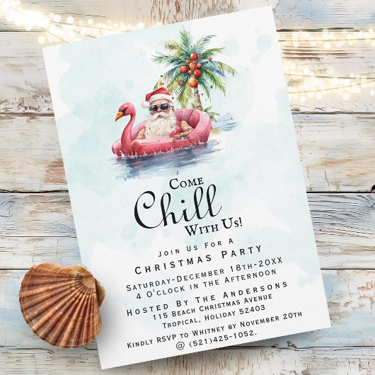Leuke moderne strand kerstfeest thema  kaart