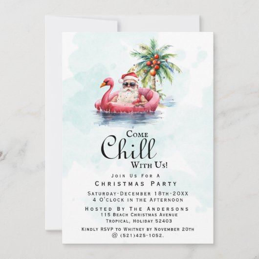 Leuke moderne strand thema kerstfeest kaart (Voorkant)