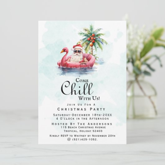 Leuke moderne strand thema kerstfeest kaart (Staand voorkant)