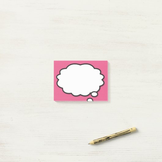 Leuke moderne stripboek denk bubbel roze post-it® notes (Op bureau)