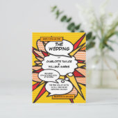Leuke moderne stripboek popart bruiloft uitnodiging briefkaart (Staand voorkant)
