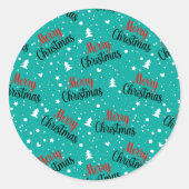 Leuke Moderne Teal Kerstmis Script Ronde Sticker (Voorkant)