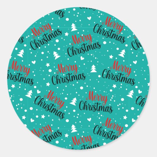 Leuke Moderne Teal Kerstmis Script Ronde Sticker (Voorkant)