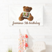 Leuke moderne teddybeer foto verjaardag spandoek (Insitu)