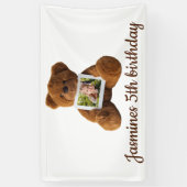 Leuke moderne teddybeer foto verjaardag spandoek (Verticaal)