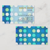 Leuke, moderne, trendy, grote blauwe, groene polka visitekaartje (Voorkant / Achterkant)