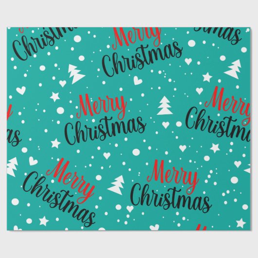 Leuke moderne turquoise Kerstmis-script Cadeaupapier (Vlak)