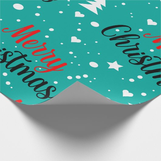 Leuke moderne turquoise Kerstmis-script Cadeaupapier (Hoek)