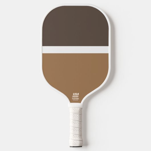 Leuke moderne tweekleurige bruine band kleurenblok pickleball paddle (Voorkant)