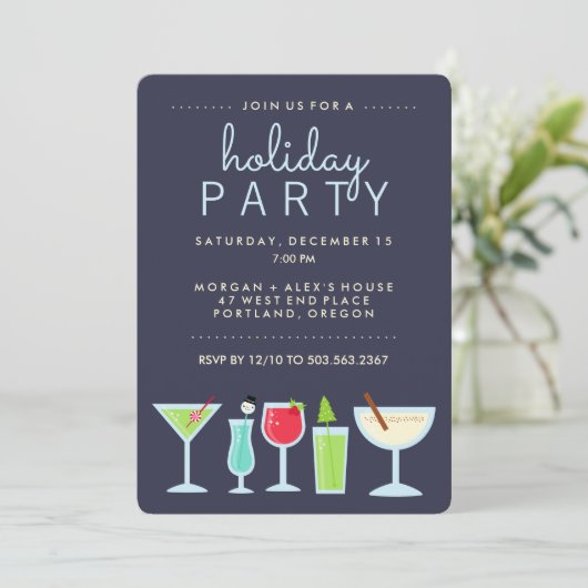 Leuke Moderne Vakantie Uitnodiging met Drinken (Staand voorkant)