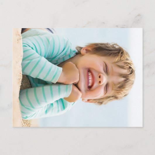 Leuke moderne verjaardagsfeestje blauwe foto uitnodiging briefkaart (Achterkant)