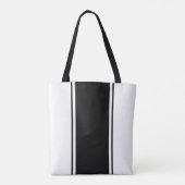 Leuke moderne verticale zwarte racestrepen op wit tote bag (Achterkant)
