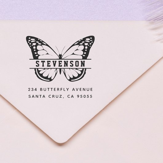 Leuke Moderne Vlinder Achternaam Retouradres Rubberstempel