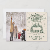 Leuke Moderne Vrolijke Kerstboom Script Typografie Feestdagenkaart (Voorkant)