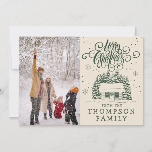 Leuke Moderne Vrolijke Kerstboom Script Typografie Feestdagenkaart (Voorkant)