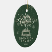 Leuke Moderne Vrolijke Kerstboom Script Typografie Keramisch Ornament (Rechts)