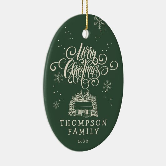 Leuke Moderne Vrolijke Kerstboom Script Typografie Keramisch Ornament (Rechts)