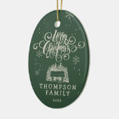 Leuke Moderne Vrolijke Kerstboom Script Typografie Keramisch Ornament (Links)